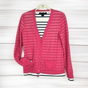 Marc by Marc Jacobs Double Layered Cardigan Cotton Pink and Marine Striped S